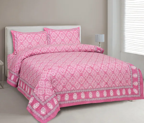 220_TC_|_Pink_Rajasthan_Royal_Super_Fine__Cotton_Block_Print_King_Size_Bedsheet