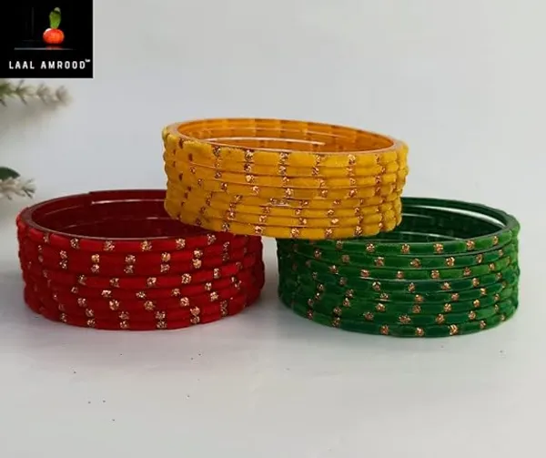 Laal_Amrood_Velvet_Glass_Bangles_Set_For_Women_&_Girls_With_Zari_Pattern_(Pack_of_24)