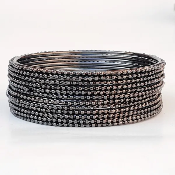 Laal_Amrood_Metal_Bangle_Set_For_Women_&_Girls_Black_Oxidised_Dot_Design_(Pack_of_12)