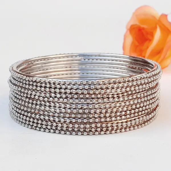 Laal_Amrood_Metal_Bangle_Set_For_Women_&_Girls_Silver_Oxidised_Dot_Design_(Pack_of_12)