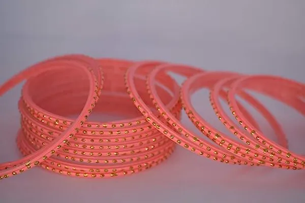 Pack_of_24_Glass_Bangles_for_Women_&_Girls_Chudi_Set_Peach_Golden_Dot_With_Glossy_Finished