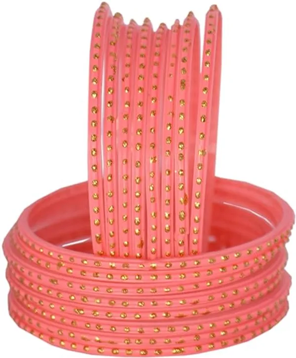 Pack_of_24_Glass_Bangles_for_Women_&_Girls_Chudi_Set_Peach_Golden_Dot_With_Glossy_Finished