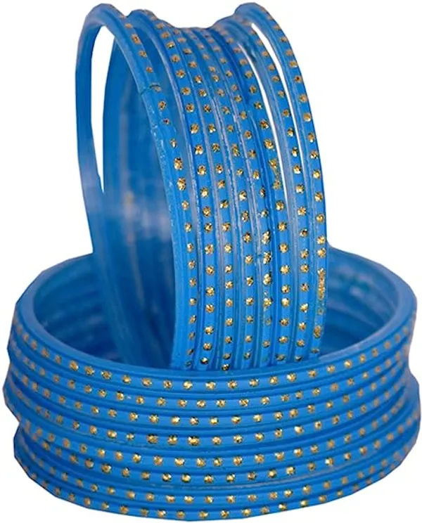 Pack_of_24_Glass_Bangles_for_Women_&_Girls_Chudi_Set_Firozi_Golden_Dot_With_Glossy_Finished