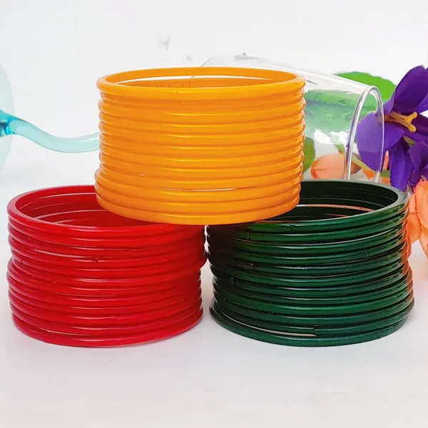 Pack_of_36_Combo_Pack_Beautiful_Plain_Stylish_Glass_Bangle_Yellow_Green_Red_Chudi_Set_for_Festive_Special_Occasion