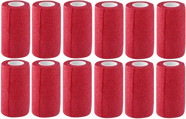 MuscleFix_Cohesive_Crepe_Bandage_for_Humans_&_Pets_(10_cm_*_4.5_mtr/_Pack_Of_12)_red_Crepe_Bandage_(10_cm)