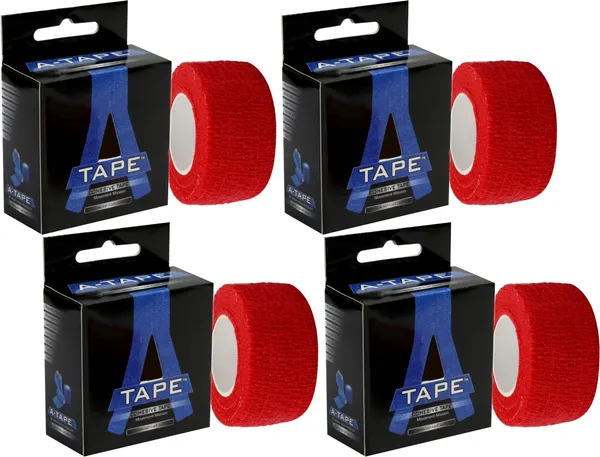 A-TAPE_Self_Adhesive_Cohesive_Crepe_Bandage_Non_Woven_�_(2.5_cm_X_4.5_m-_Pack_of_4)_Red_Crepe_Bandage_(2.5_cm)