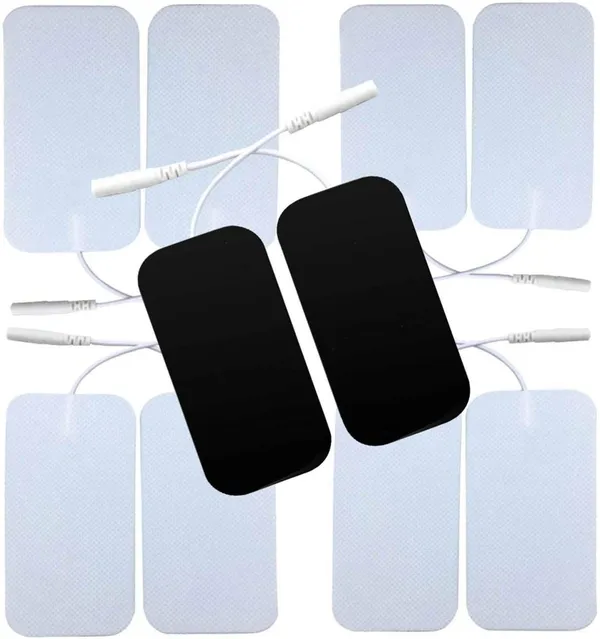AGAM_Electrode_Pads_Tens_Electrodes_for_Tens_Digital_Therapy_Machine_2X4_Inch_with_2mm_Plug_Rectangle_Electrode_Pads_(_Pack_Of_10)_Massager_(White)