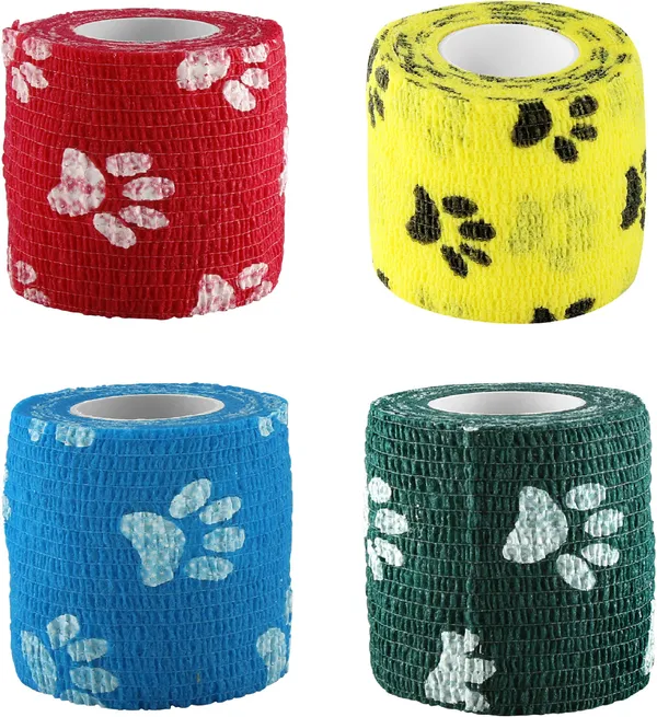 A-TAPE_Self_Adhesive_Bandage_Cohesive_Paw_Design_Prints_(5_cm_X_4.5_meters,_Pack_of_4)_Elastic_Crepe_Bandage_Crepe_Bandage_(5_cm)