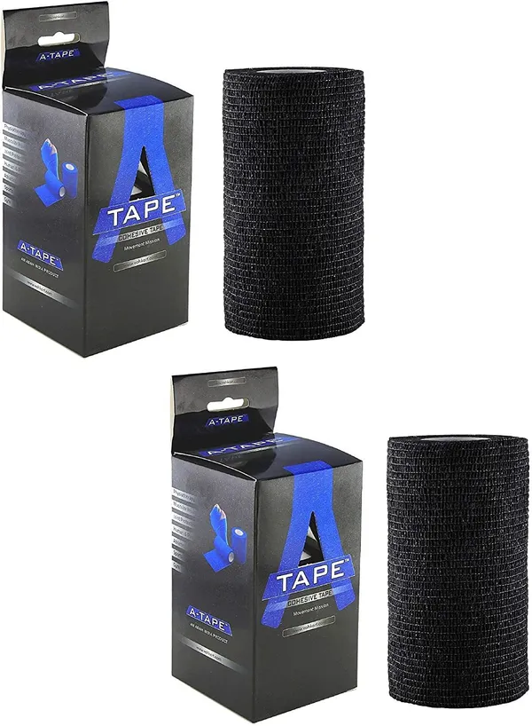 Agam_A-Tape_Bandage_Cohesive_Black_(10_cm_X_4.5_meters,_Pack_of_2)_Crepe_Bandage_Crepe_Bandage