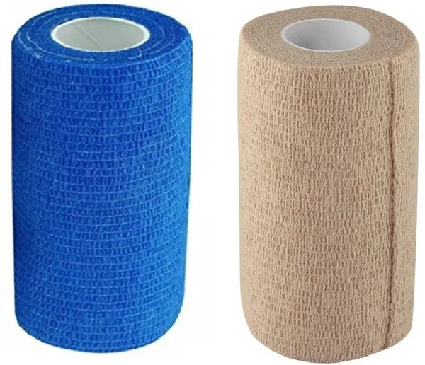 A-TAPE_Self_Adhesive_Bandage_Cohesive_Beige_&_Blue_(10_cm_X_4.5_meters,_Pack_of_2)_Elastic_Crepe_Bandage