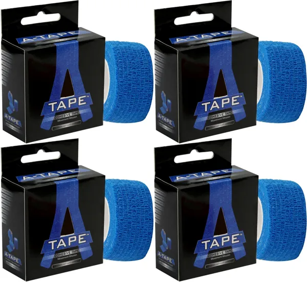 A-TAPE_Self_Adhesive_Cohesive_Crepe_Bandage_Non_Woven_(2.5_cm_X_4.5_m-_Pack_of_4)_-Blue_Crepe_Bandage_(2.5_cm)