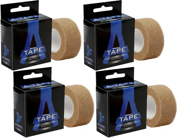 A-TAPE_Self_Adhesive_Cohesive_Crepe_Bandage_Non_Woven_(2.5_cm_X_4.5_m-_Pack_of_4)_Beige_Crepe_Bandage_(2.5_cm)
