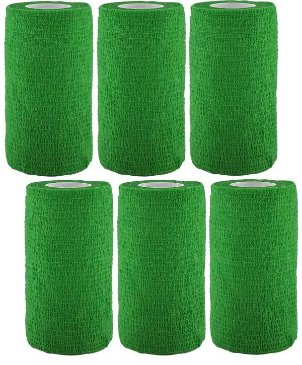 A-TAPE_Breathable_Self_Adhesive_Cohesive_Bandage_�_for_Sports,_Wrap,_Athletic,_Non_Woven_First_Aid_Medical,_Wrist,_Swelling_(10_cm_X_4.5_mtr-_Pack_of_6)_Green_,_Cotton_Crepe_Bandage_(10_cm)