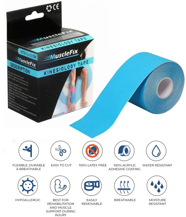 MuscleFix_Waterproof_Muscle_Injury_Recovering_Breathable_Blue_Kinesiology_Tape|5_m_X_5_cm_Shoulder_Support_(Blue)
