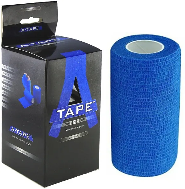 A-TAPE_Self_Adhesive_Bandage_Cohesive_Black_&_Blue_(10_cm_X_4.5_meters,_Pack_of_2)_Elastic_Crepe_Bandage
