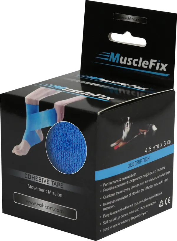 MuscleFix_Cohesive_Crepe_Bandage,_Self_Adhesive_Tape_(5_cm_X_4.5_m_Pack_of_4)_Blue_Crepe_Bandage