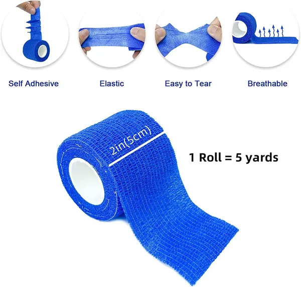 MuscleFix_Cohesive_Crepe_Bandage,_Self_Adhesive_Tape_(5_cm_X_4.5_m_Pack_of_4)_Blue_Crepe_Bandage