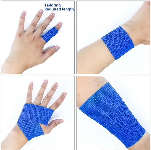 MuscleFix_Cohesive_Crepe_Bandage,_Self_Adhesive_Tape_(5_cm_X_4.5_m_Pack_of_4)_Blue_Crepe_Bandage