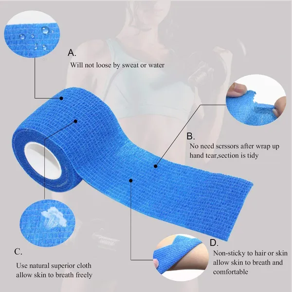 MuscleFix_Cohesive_Crepe_Bandage,_Self_Adhesive_Tape_(5_cm_X_4.5_m_Pack_of_4)_Blue_Crepe_Bandage