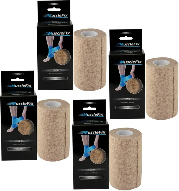 MuscleFix_Cohesive_Crepe_Bandage,_Elastic_Self_Adhesive_Tape_(10_cm_X_4.5_mtr-_Pack_of_4)_Crepe_Bandage_(10_cm)