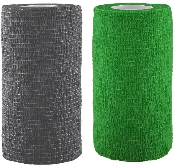 A-TAPE_Self_Adhesive_Bandage_Cohesive_Black_&_Green_(10_cm_X_4.5_meters,_Pack_of_2)_Elastic_Crepe_Bandage