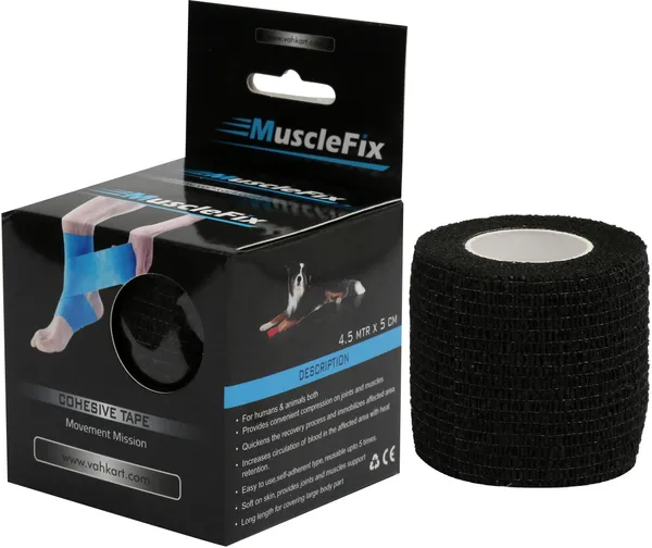 MuscleFix_Cohesive_Crepe_Bandage,_Self_Adhesive_Tape_(5_cm_X_4.5_m_Pack_of_4)_Black_Crepe_Bandage