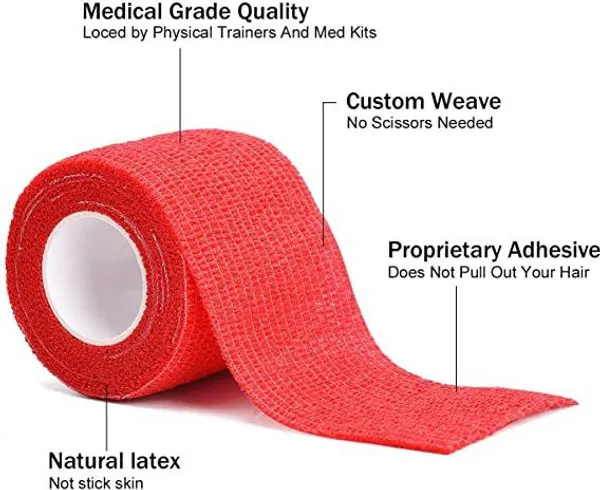 MuscleFix_Cohesive_Crepe_Bandage,_Elastic_Self_Adhesive_Tape_(10_cm_X_4.5_m_Pack_of_4)_Red_Crepe_Bandage