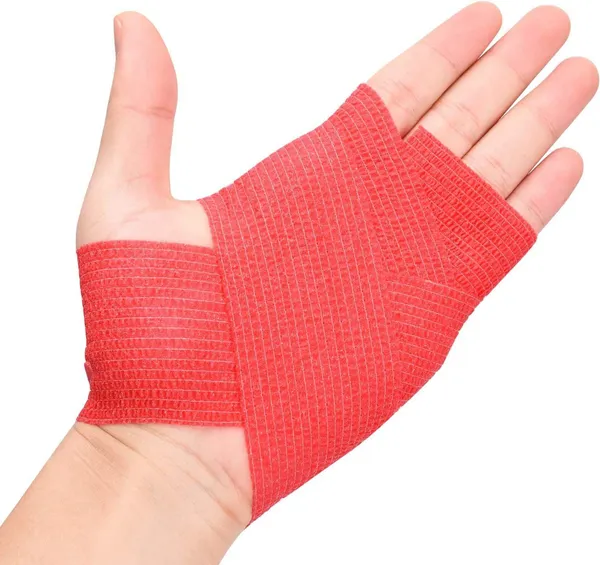 MuscleFix_Cohesive_Crepe_Bandage,_Elastic_Self_Adhesive_Tape_(10_cm_X_4.5_m_Pack_of_4)_Red_Crepe_Bandage