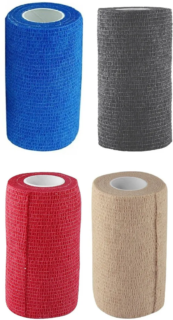 A-TAPE_Self_Adhesive_Bandage_Cohesive_Blue,_Black,_Red_&_Beige_(10_cm_X_4.5_meters,_Pack_of_4)_Elastic_Crepe_Bandage