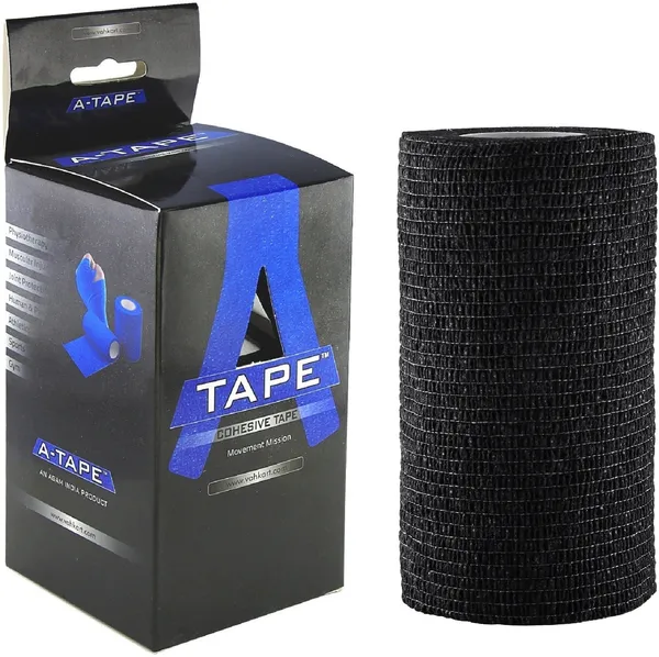 A-TAPE_Self_Adhesive_Bandage_Cohesive_Blue,_Black,_Red_&_Beige_(10_cm_X_4.5_meters,_Pack_of_4)_Elastic_Crepe_Bandage