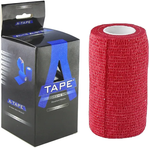 A-TAPE_Self_Adhesive_Bandage_Cohesive_Black_&_Red_(10_cm_X_4.5_meters,_Pack_of_2)_Elastic_Crepe_Bandage_(10_cm)