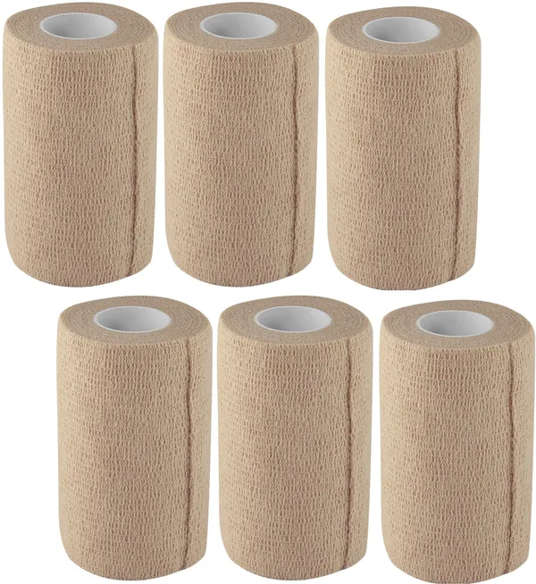 A-TAPE_Breathable_Self_Adhesive_Cohesive_Bandage_�_for_Sports,_Wrap,_Athletic,_Non_Woven_First_Aid_Medical,_Wrist,_Swelling_(10_cm_X_4.5_mtr-_Pack_of_6)_Beige_,_Cotton_Crepe_Bandage_(10_cm)