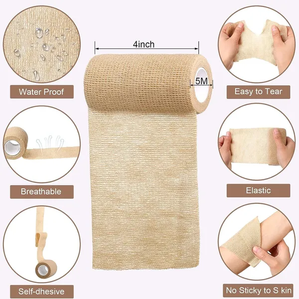 A-TAPE_Breathable_Self_Adhesive_Cohesive_Bandage_�_for_Sports,_Wrap,_Athletic,_Non_Woven_First_Aid_Medical,_Wrist,_Swelling_(10_cm_X_4.5_mtr-_Pack_of_6)_Beige_,_Cotton_Crepe_Bandage_(10_cm)
