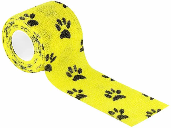 A-TAPE_Self_Adhesive_Bandage_Cohesive_Red,_Blue,_Green_&_Yellow_Paw_Design_(5_cm_X_4.5_meters,_Pack_of_4)_Elastic_Crepe_Bandage