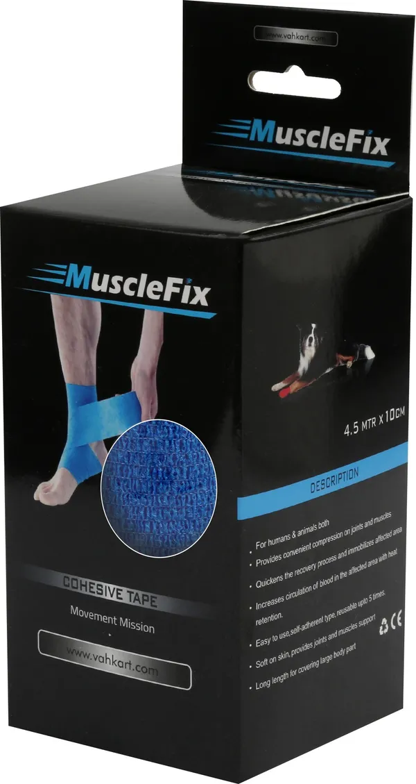 MuscleFix_Cohesive_Crepe_Bandage,_Self_Adhesive_Tape_(10_cm_X_4.5_m_Pack_of_4)Blue_&_Beige_Crepe_Bandage