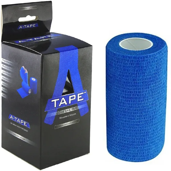 A-TAPE_Self_Adhesive_Bandage_Cohesive_Beige_&_Blue_(10_cm_X_4.5_meters,_Pack_of_4)_Elastic_Crepe_Bandage