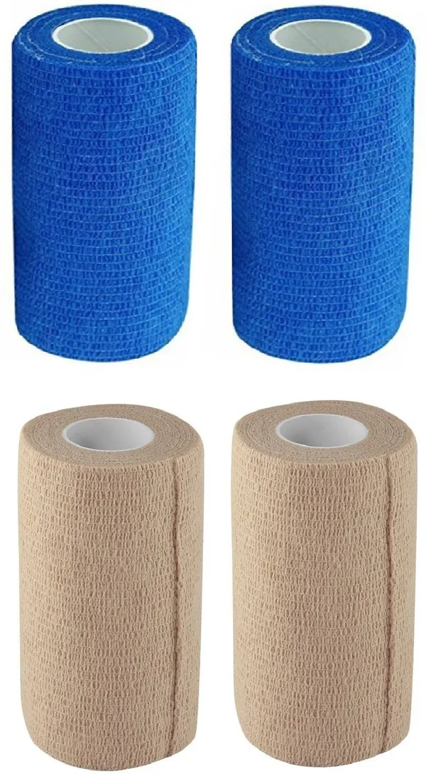 A-TAPE_Self_Adhesive_Bandage_Cohesive_Beige_&_Blue_(10_cm_X_4.5_meters,_Pack_of_4)_Elastic_Crepe_Bandage