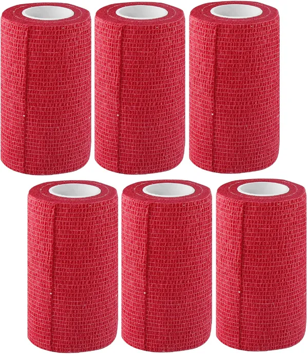 A-TAPE_Breathable_Self_Adhesive_Cohesive_Bandage_�_for_Sports,_Wrap,_Athletic,_Non_Woven_First_Aid_Medical,_Wrist,_Swelling_(10_cm_X_4.5_mtr-_Pack_of_6)_Red_,_Cotton_Crepe_Bandage_Crepe_Bandage