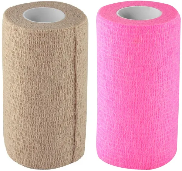 A-TAPE_Self_Adhesive_Bandage_Cohesive_Beige_&_Pink_(10_cm_X_4.5_meters,_Pack_of_2)_Elastic_Crepe_Bandage