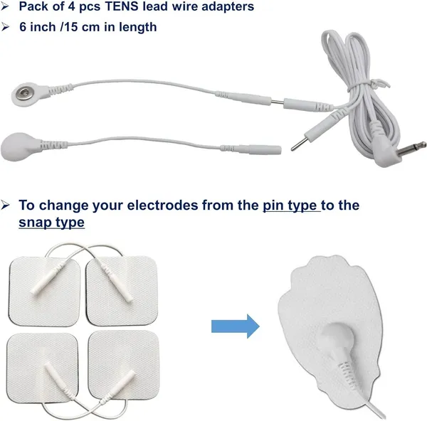AGAM_4_Pcs_Electrode_Lead_Wire_Adapters,_Convert_2mm_Pin_to_3.5mm_Snap_-_Tens_Wire_Electrotherapy_Device_(Compatible_with_TENS_EMS_Units_-_Pack_of_4)