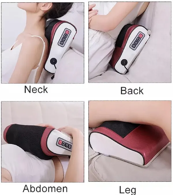 AGAM_Electric_Shiatsu_Infrared_Heating_Massage_Pillow_with_3_Modes|_Deep_Tissue_Massager_for_Cervical_Shoulder,_Neck_and_Back_Pain_Relief_Massager_(Red)