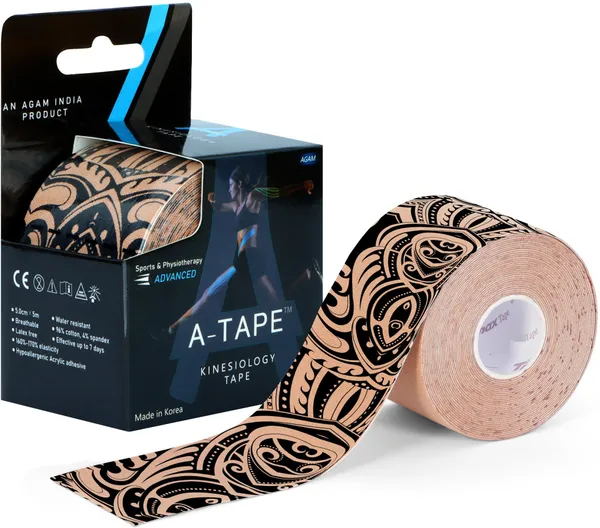 Agam_A-Tape_Waterproof_Kinesiology_Athletic_Sports_Tape_|5_m_X_5(Extra_Sticky)Tattoo_Pattern_Kinesiology_Tape_(Multicolor)