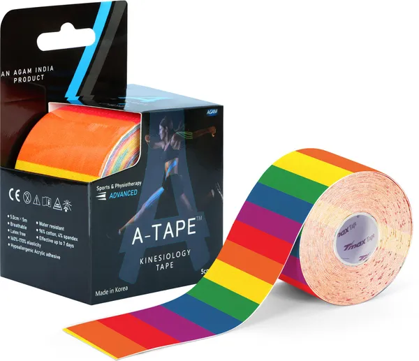 Agam_A-Tape_Waterproof_Kinesiology_Athletic_Sports_Tape_|5_m_X_5(Extra_Sticky)_Rainbow_Kinesiology_Tape_(Multicolor)