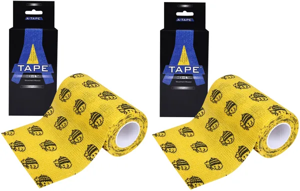 A-TAPE_Self_Adhesive_Cohesive_Bandage_(10cm*4.5m|Pack_of_2,_Honey_Bee)_Crepe_Bandage
