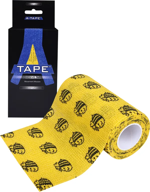 A-TAPE_Self_Adhesive_Cohesive_Bandage_(10cm*4.5m|Pack_of_2,_Honey_Bee)_Crepe_Bandage
