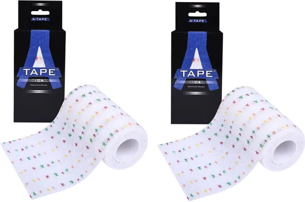 A-TAPE_Self_Adhesive_Cohesive_Bandage_(10cm*4.5m|Pack_of_2,_Multistars)_Crepe_Bandage