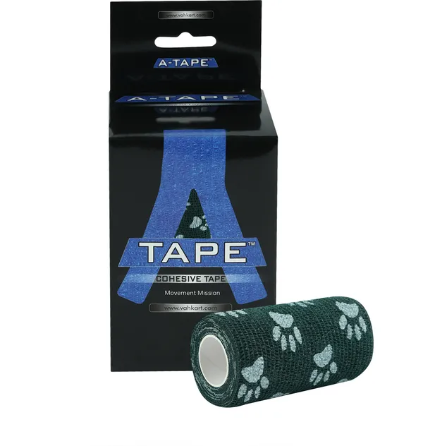 A-TAPE_Cohesive_Crepe_Bandage_for_Humans_&_Pets_Dark_Green_Paw_(10cm*4.5_mtr)Pack_Of_2_Crepe_Bandage