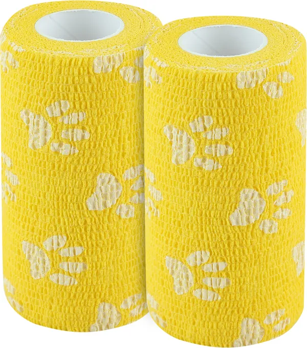 A-TAPE_Cohesive_Crepe_Bandage_for_Humans_&_Pets_Yellow_Paw_(10_cm*4.5_mtr)_Pack_Of_2_Crepe_Bandage