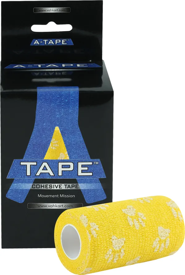 A-TAPE_Cohesive_Crepe_Bandage_for_Humans_&_Pets_Yellow_Paw_(10_cm*4.5_mtr)_Pack_Of_2_Crepe_Bandage