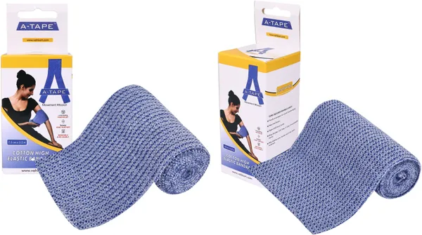 A-TAPE_Cotton_High_Elastic_Bandage_Wrap_(2_Extra_Clips|3_Inch_&_4_Inch_x_5_Feet)_2_Pack_Crepe_Bandage
